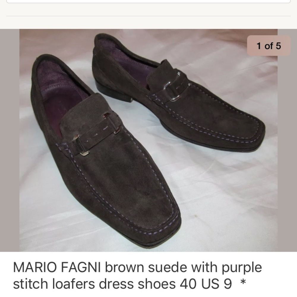 MARIO FAGNI moc toe suede brown loafers shoes 40 9